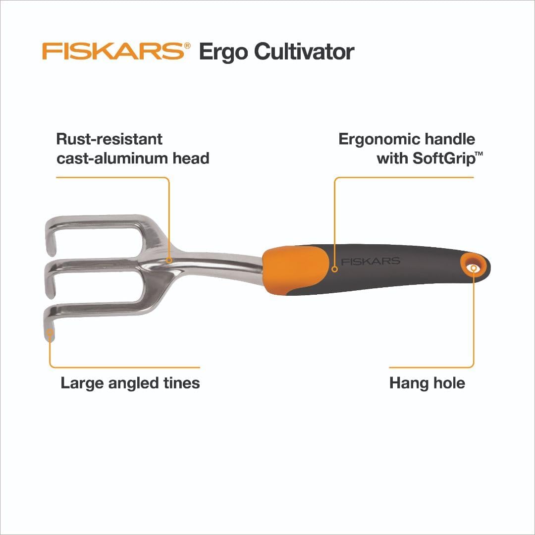 Fiskars Ergo Garden Trowel for Digging and Planting, Heavy Duty Gardening Hand Tool with Hanging Hole