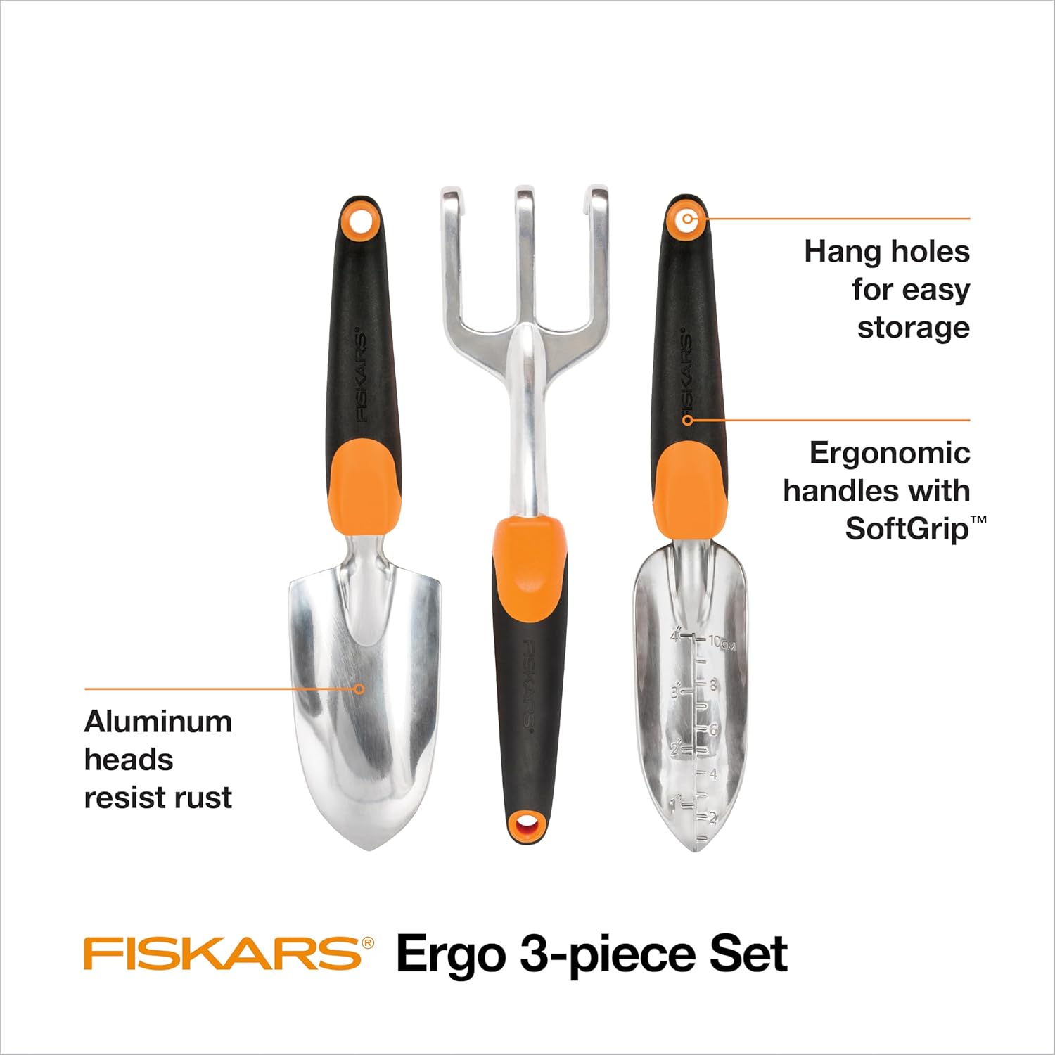 Fiskars Ergo Garden Trowel for Digging and Planting, Heavy Duty Gardening Hand Tool with Hanging Hole